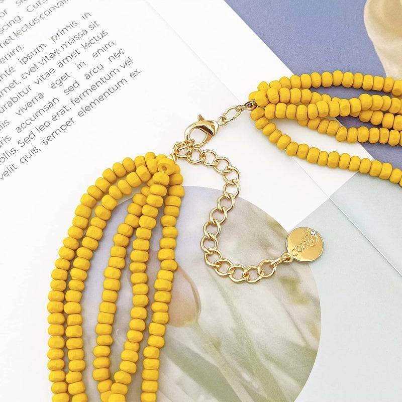 Coiris Multi Color 5 Layers Wood Beads Strand Statement Necklace for Women Chunky Collar (N0019) - Image 5