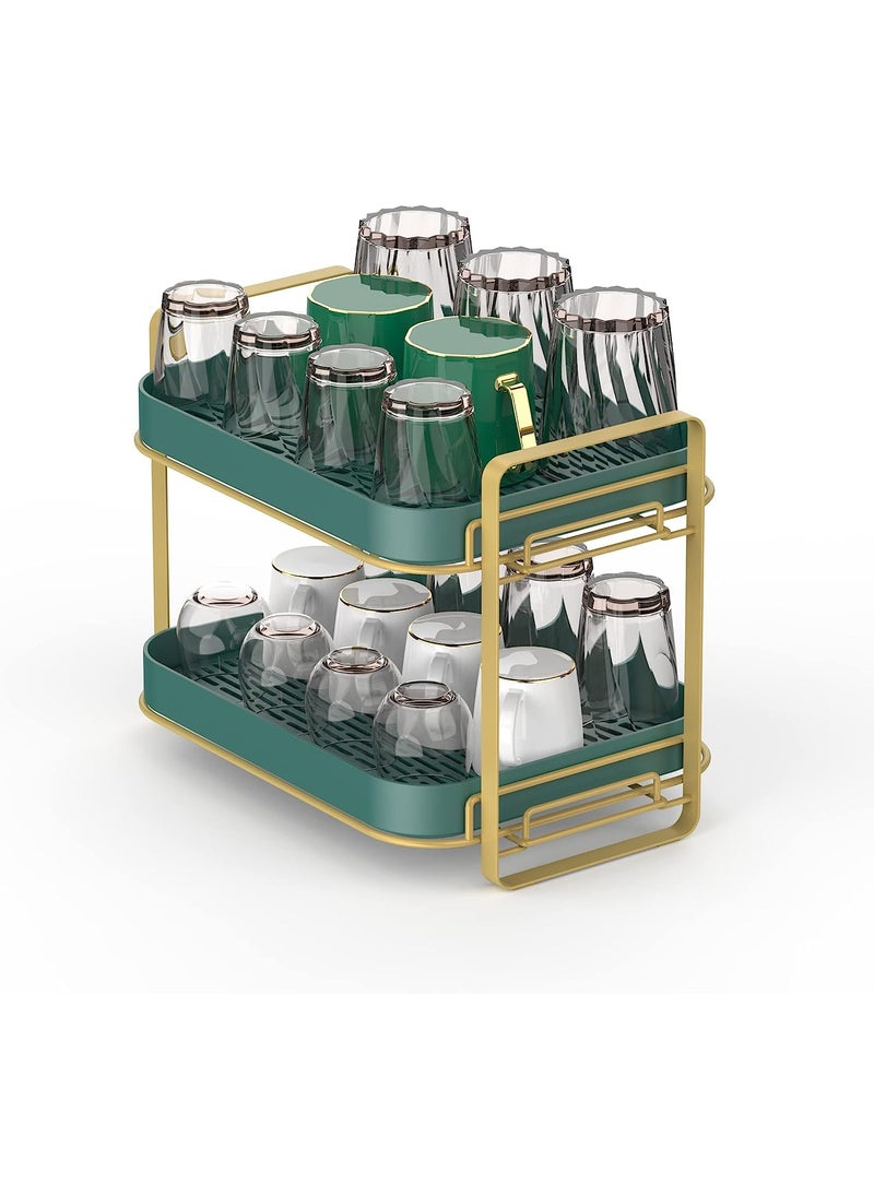Kitwe Kitwe Cup Storage Rack Double Layer Tea Cup Tray Storage Coffee Glass Mug Desktop Drain Storage Rack Organizer Kitchen 2  - Image 1