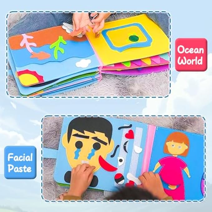 QUIET BOOK, MONTESSORI BUSY BOOK VARIOUS THEMES PRESCHOOL LEARNING ACTIVITIES,3D RAINBOW MONTESSORI BOARD SENSORY TOY FOR 1 2 3 4 YEARS OLD (16 THEMES) - Image 3