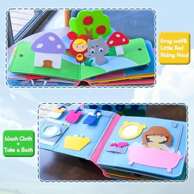 QUIET BOOK, MONTESSORI BUSY BOOK VARIOUS THEMES PRESCHOOL LEARNING ACTIVITIES,3D RAINBOW MONTESSORI BOARD SENSORY TOY FOR 1 2 3 4 YEARS OLD (16 THEMES) - Image 4