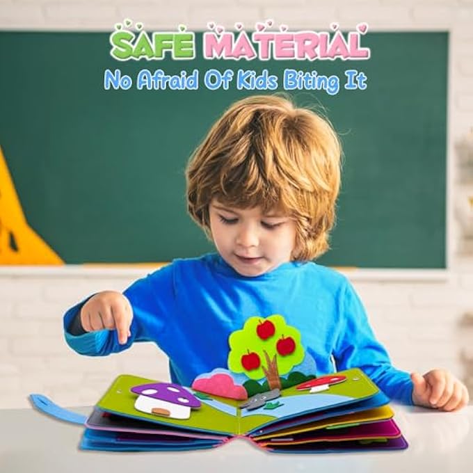 QUIET BOOK, MONTESSORI BUSY BOOK VARIOUS THEMES PRESCHOOL LEARNING ACTIVITIES,3D RAINBOW MONTESSORI BOARD SENSORY TOY FOR 1 2 3 4 YEARS OLD (16 THEMES) - Image 5