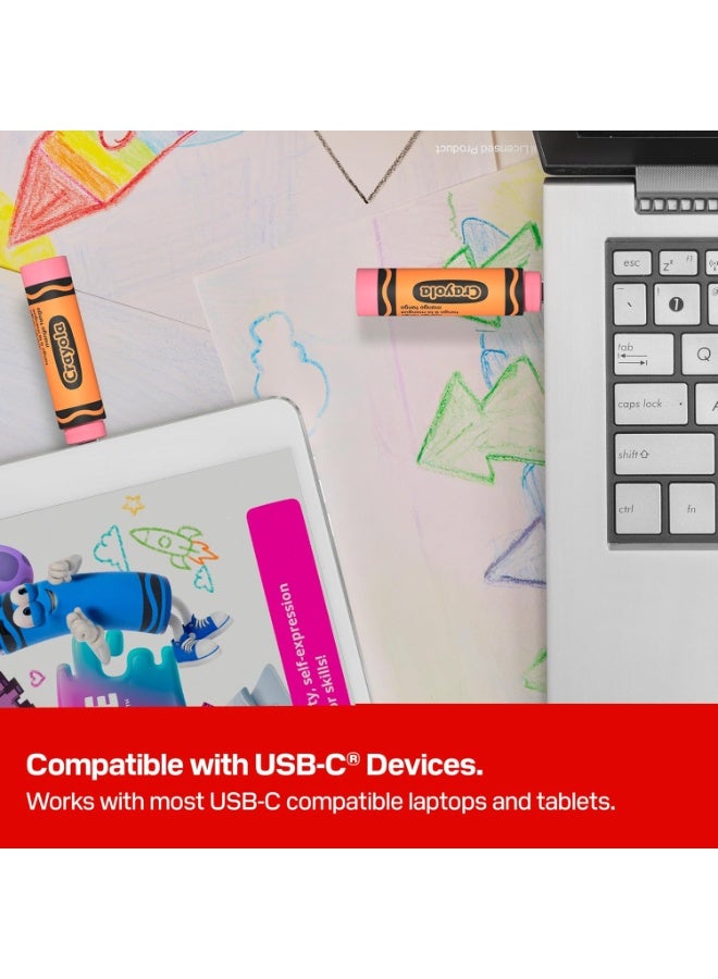 sandisk Crayola USB-C Flash Drive,  Mango Tango, 128GB, Up to 300MB/s 128 GB - Image 3