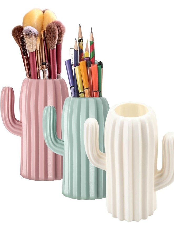 Cactus Pen Holder for Desk - 3 PCS Pen Organizer with Cactus Storage Containers - Office Decor Desk Accessories