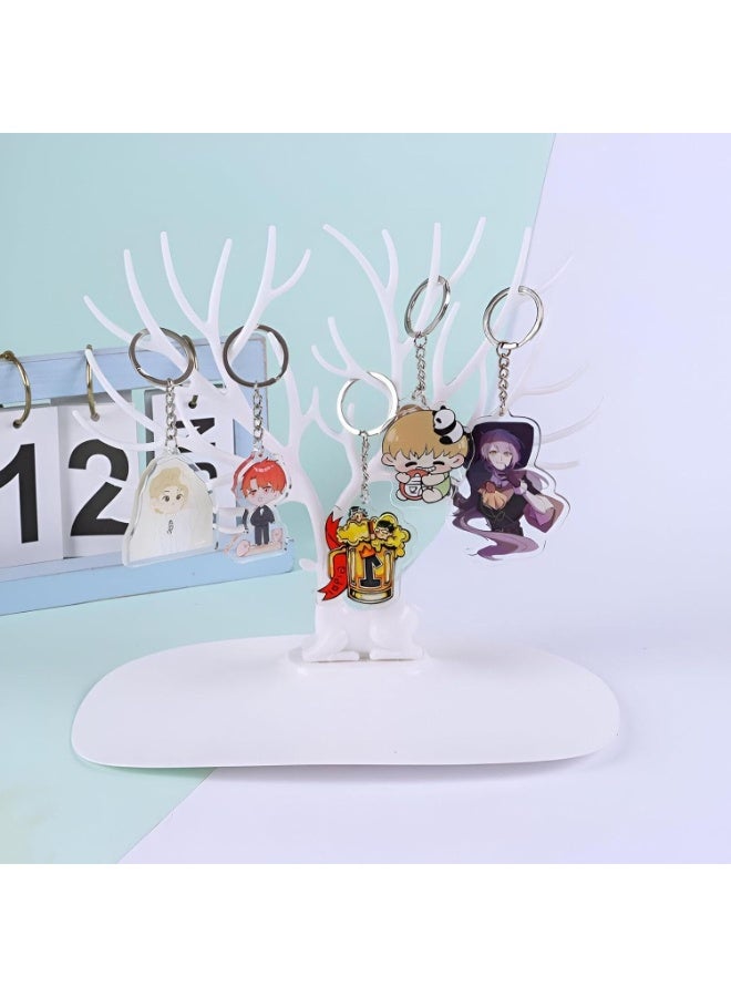 منظم مجوهرات على شكل غزال، حامل بلاستيكي لعرض القلائد والأقراط، حامل عرض مجوهرات أنيق، هدية عيد الميلاد (أبيض) - Image 5