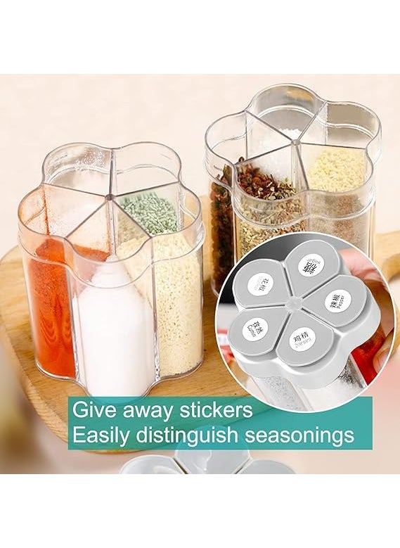 ZURITY ZURITY 5 in 1 Spice Container Salt and Pepper Shaker Transparent Seasoning Shaker Camping Seasoning Jars Travel Spice Containers Condiment Bottle for Camping Hiking BBQ Picnic  - Image 4