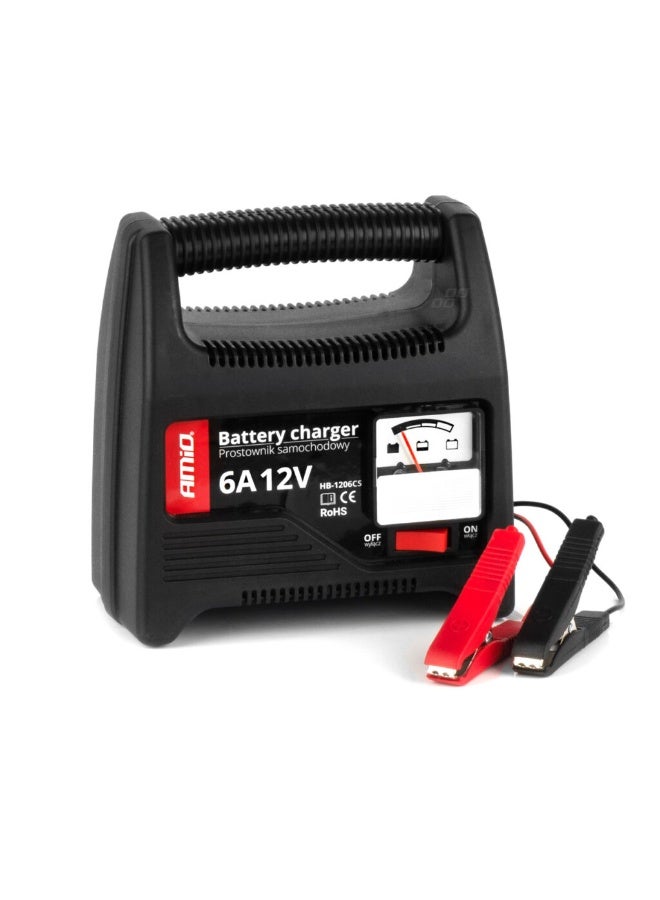 AMIO 6A 12V Car Battery Charger with Analog Charge Indicator & Safety Protection – SBC-6A - Image 1