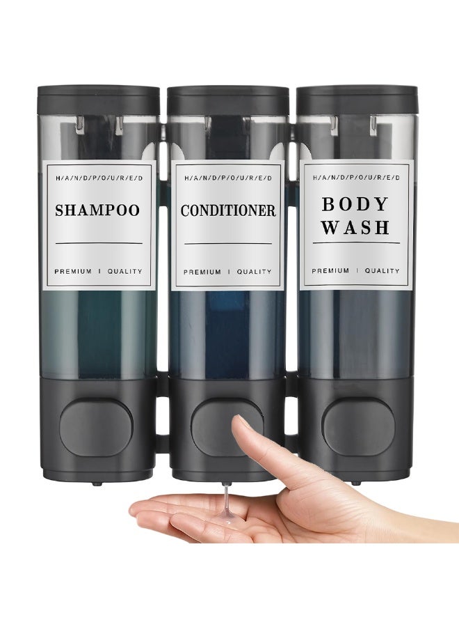 FDTY 3 قطع موزع شامبو وبلسم موزع صابون دش مثبت على الحائط، 3 * 300 مل، موزع صابون دش مثبت على الحائط بدون حفر، للاستحمام، الحمام، الفندق 8.26 * 8.46 * 2.75 بوصة - Image 1