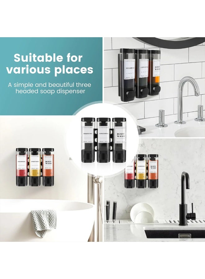 FDTY 3 قطع موزع شامبو وبلسم موزع صابون دش مثبت على الحائط، 3 * 300 مل، موزع صابون دش مثبت على الحائط بدون حفر، للاستحمام، الحمام، الفندق 8.26 * 8.46 * 2.75 بوصة - Image 3