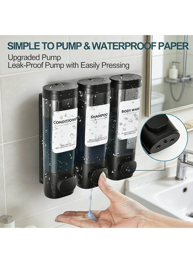 FDTY 3 قطع موزع شامبو وبلسم موزع صابون دش مثبت على الحائط، 3 * 300 مل، موزع صابون دش مثبت على الحائط بدون حفر، للاستحمام، الحمام، الفندق 8.26 * 8.46 * 2.75 بوصة - Image 2