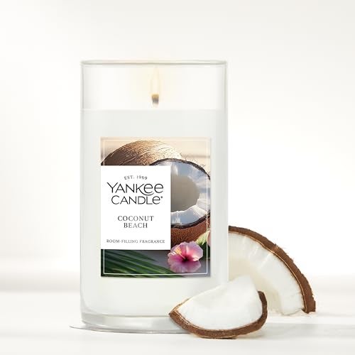 YANKEE CANDLE شمعة يانكي كاندل متوسطة العمود المعطرة مع وقت احتراق يصل إلى 115 ساعة، مزيج شمع نباتي فاخر للاحتراق المتسق، شمعة عمود 14.25 أونصة مع عطر يملأ الغرفة، شاطئ جوز الهند - Image 5