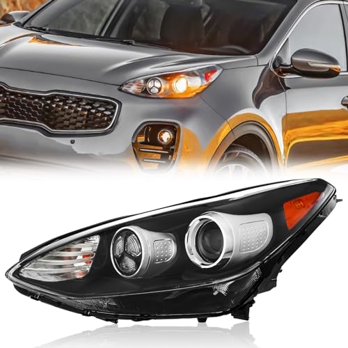 TODO Headlight Assembly Compatible with 2017-2021 Kia Sportage, Halogen Daytime Running Lamp Left Driver Side - Image 1