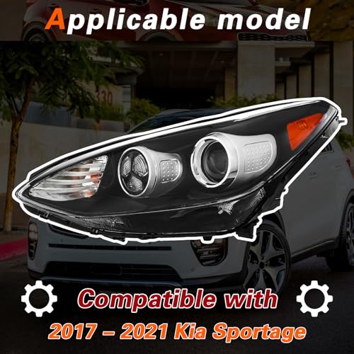 TODO Headlight Assembly Compatible with 2017-2021 Kia Sportage, Halogen Daytime Running Lamp Left Driver Side - Image 2