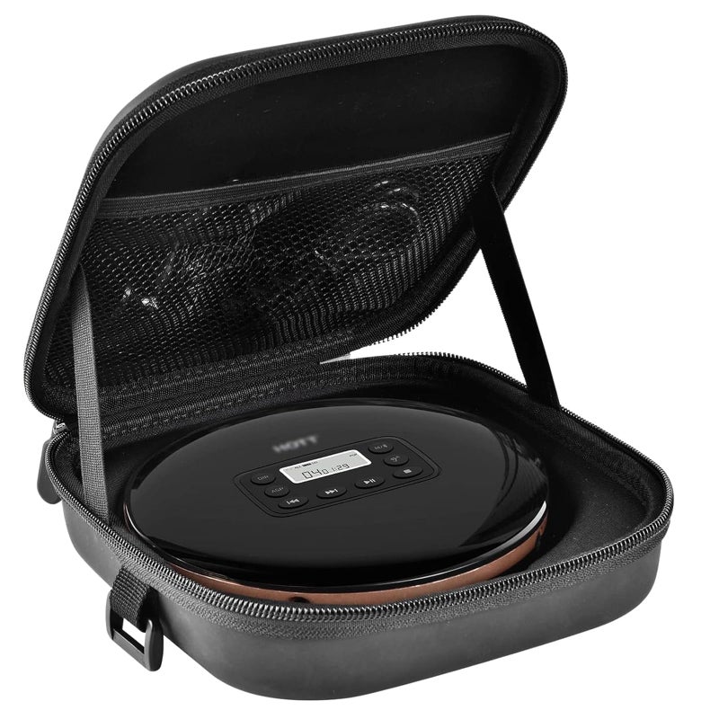 ANKHOH Portable CD Player Case, Travel Carrying Holder Storage for Walkman Discman with CD Earphone&Cable Accessories Storage, Compatible with Deluxe/HOTT/Gueray/GPX/Klim/ARAFUNA, Case Only - Image 1