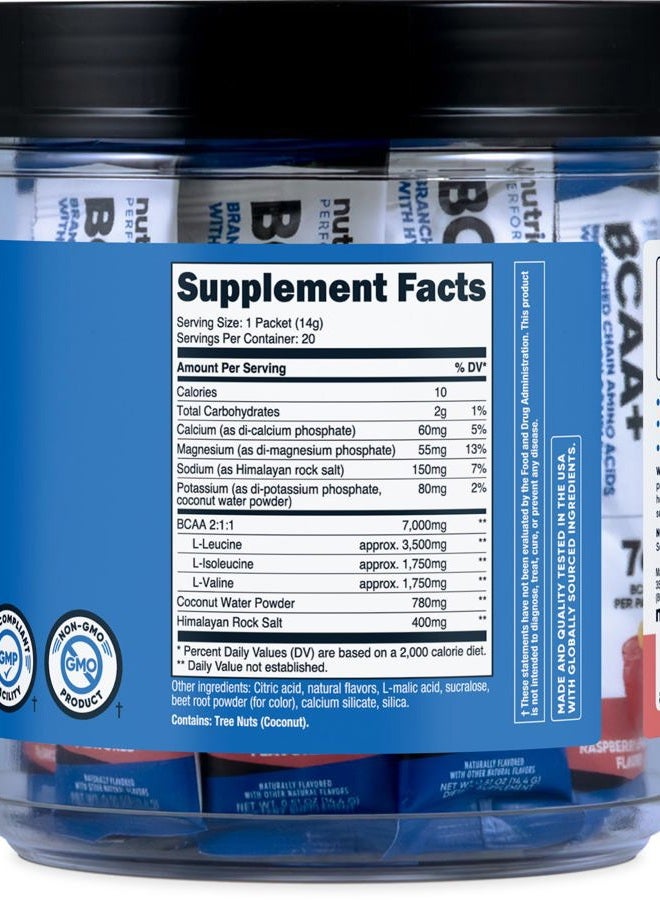 Nutricost BCAA+ Hydration Raspberry Lemonade (20 Stickpacks) - Branched Chain Amino Acids with Hydration Complex - Gluten-Free, Non-GMO - Image 5