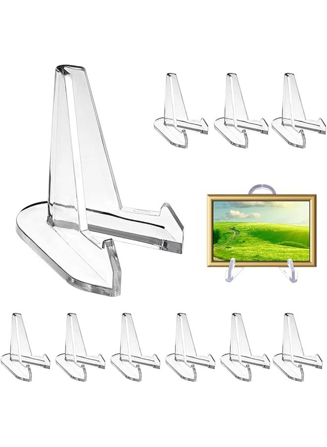 10 Pack Acrylic Easel Stands, Clear Mini Display Stand for Photos, Pictures, Artwork, and Small Items, Stable Easel Display Stand - Image 1