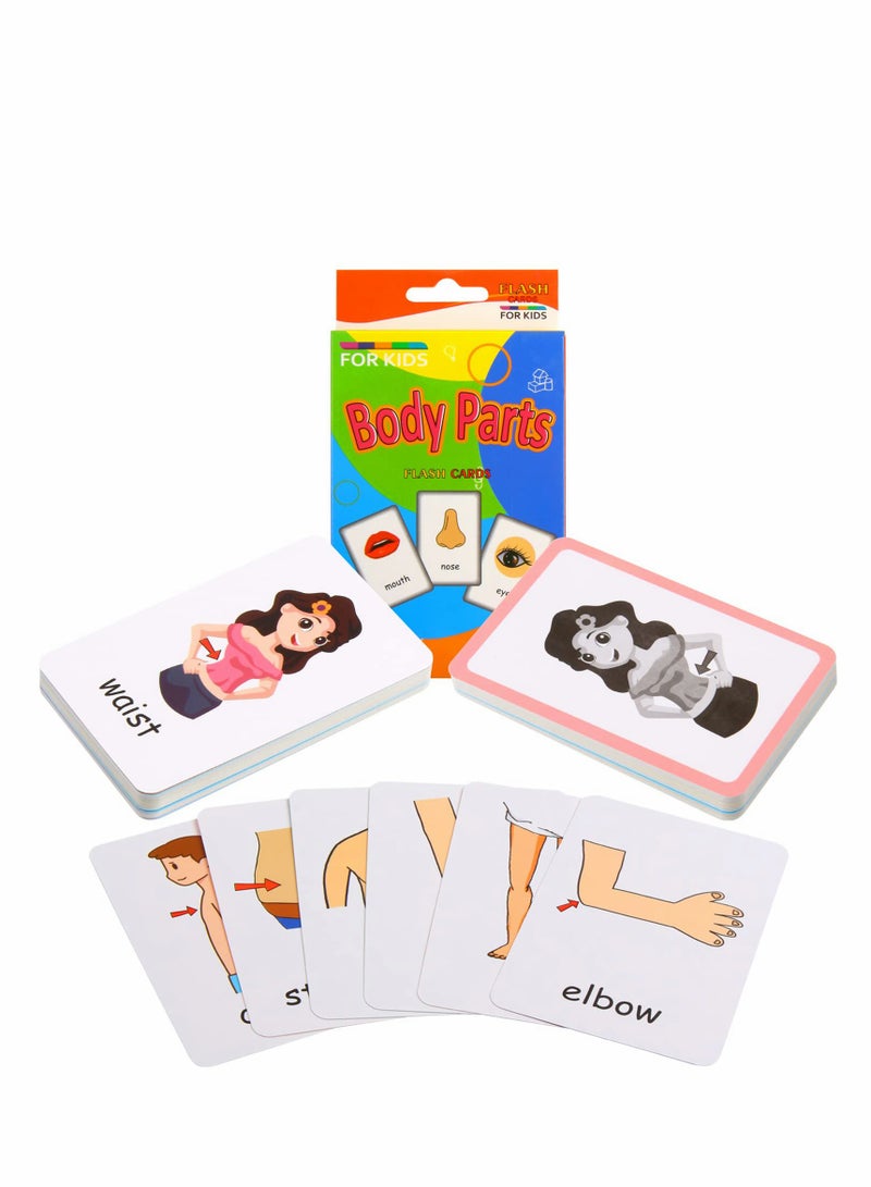 KASTWAVE Flash Cards for Toddlers Learn Bodys Fun Learning, 36 Pcs Body Parts Kids Pocket Card Baby Toys Children Pre-Kindergarten  - Image 1