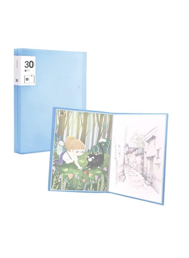 Generic A3 Diamond Painting Pictures Album, Diamond Painting Storage Presentation Book, Diamond Art Portfolio Folder with 30 Clear Pockets, Diamond Painting Art Protectors Portfolio (Blue, Pink）  - Image 1