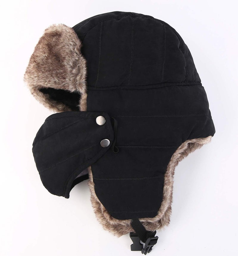 Connectyle Outdoor Trooper Trapper Hat Warm Winter Hunting Hats with Ear Flaps Mask Aviator Hat Black - Image 3