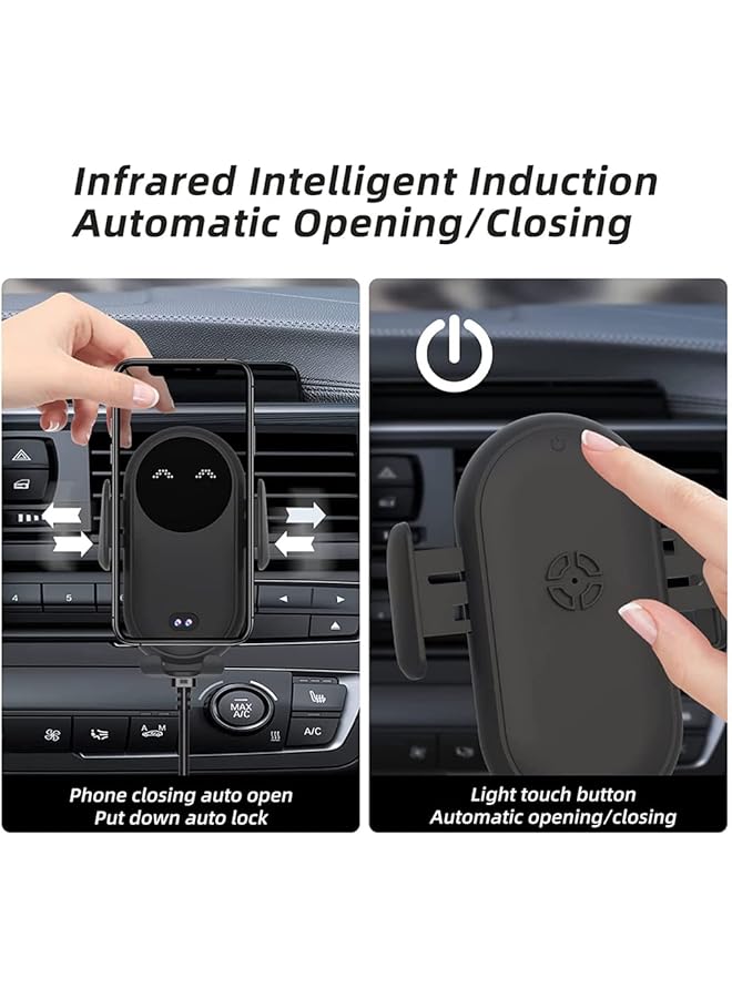 SYOSI Wireless Car Charger Smart Wireless Auto-Sensor Car Phone Holder Charger, Car Phone Holder Mount, Wireless Fast Charging Air Vent Car Phone Mount For Car Dashboard Windshield Air Vent, 1 Pcs (Black) - Image 5