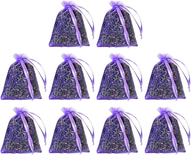 Lavender Sachet Bags for Closet and Car Dried Flower Fragrant Sachets with Hanging Loop 10pcs for Wardrobe Freshener and Home Décor - Image 1