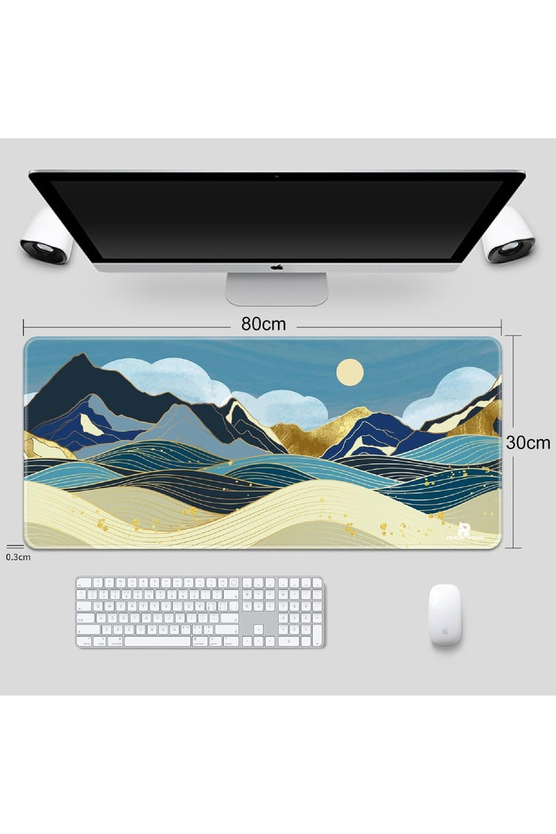 Rock Pow Large Mouse Pad 800x300mm Extended Mouse Pad Non-Slip Rubber Base Gaming Mouse pad Office Desk Mat Desk Pad Smooth Cloth Surface Keyboard Mouse Pads for Computers(Mountain) - Image 3