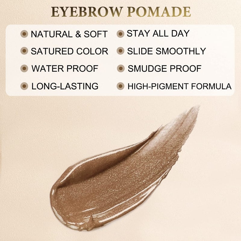 LAVONE Eyebrow Stamp Pencil Kit for Brows, Makeup Brow Stamp Trio Kit with Waterproof Pencil, Eyeliner, Pomade, and Dual-ended Brush - Taupe - Image 5