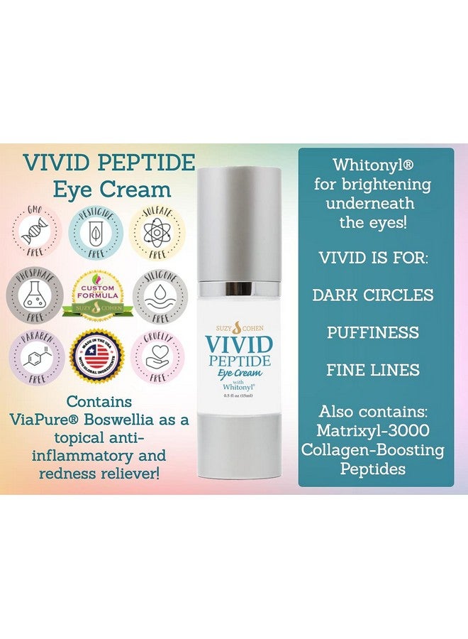 سكريبت إيسينشالز كريم العيون VIVID Peptide مع Whitonyl لعلاج الهالات السوداء والانتفاخات والخطوط الدقيقة - يُفتح البشرة ويعزز الكولاجين لشد البشرة وترطيبها. - Image 2
