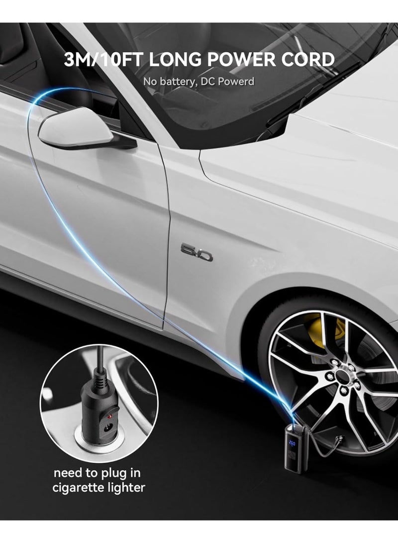 Flash Hawk Tire Air Compressor - Portable Tire Inflator, Auto Air Compressor with Tire Pressure Gauge (150psi), Portable Air Compressor DC 12V Air Pump for Cars Tires, Bicycle, Moto, Ball, SOS lighting - Image 4