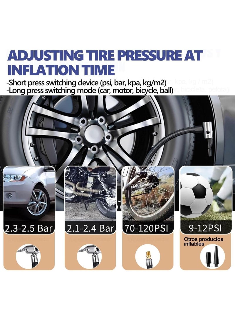 Flash Hawk Tire Air Compressor - Portable Tire Inflator, Auto Air Compressor with Tire Pressure Gauge (150psi), Portable Air Compressor DC 12V Air Pump for Cars Tires, Bicycle, Moto, Ball, SOS lighting - Image 2