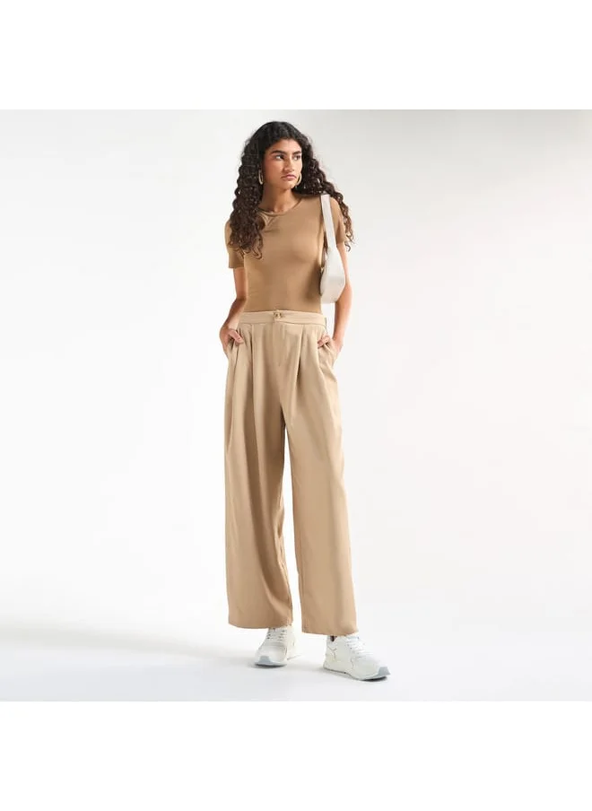 FAV Wide Leg Pants with Semi-Elasticated Waistband and Pockets
