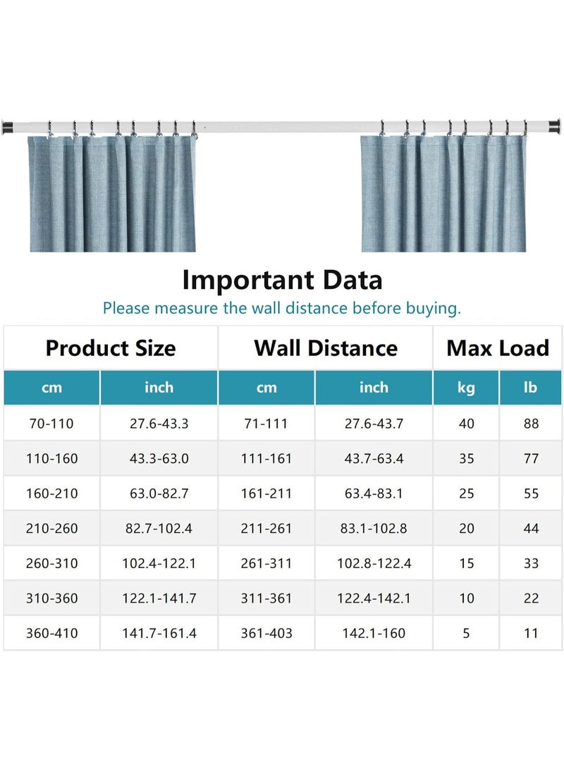 كيلا قضيب ستارة حمام قابل للتعديل - بدون حفر مقاوم للصدأ للنوافذ والشرفة، عازل غرف أبيض غير منزلق، تركيب سهل - Image 4