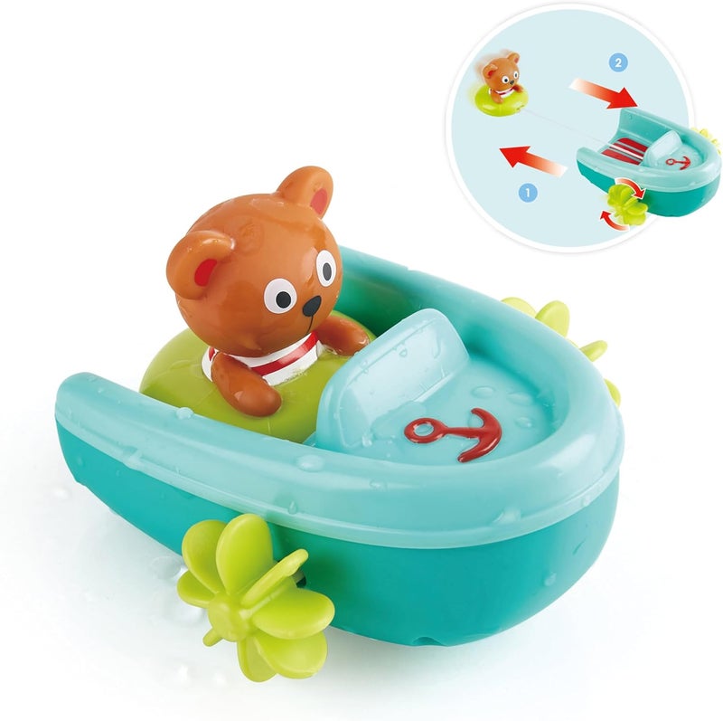 Hape Tubing Pull-Back Boat | Moving Bath Speedboat Toy For Toddlers, 18 Months and Up - Image 1
