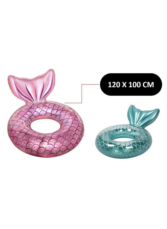 Breewell Breewell Comfortable Inflatable Float, Mermaid Tail Tubes, Sparkles for Water Party, Beach, Pool, Adult Float | 120 X 100 cm | Multi Color  - Image 2