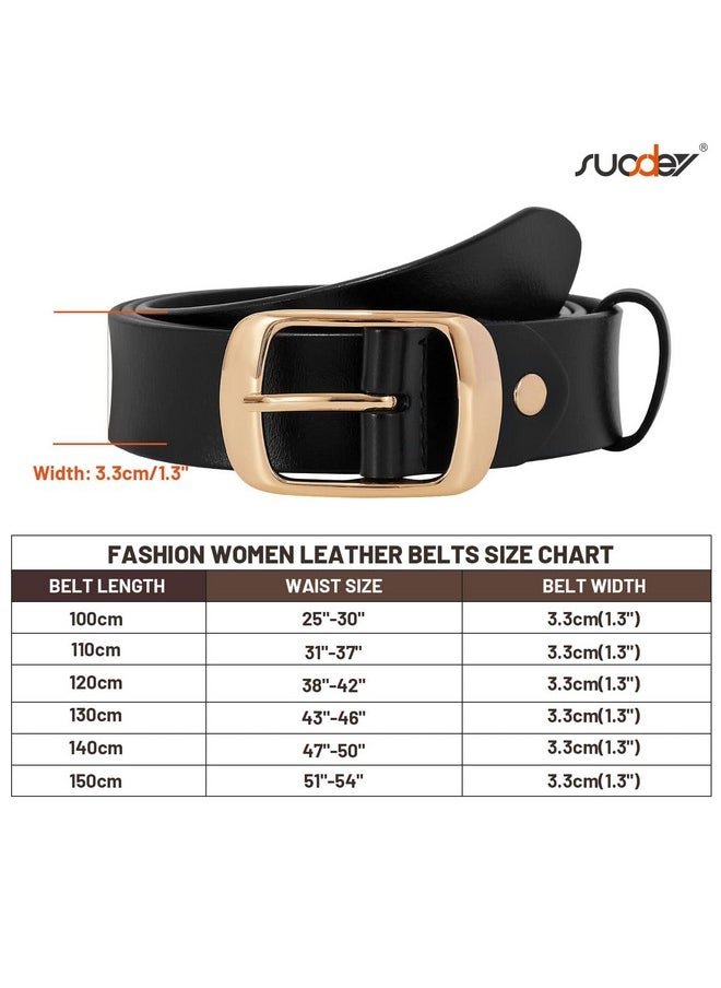 Fashion Womens Genuine Leather Belt, Waist Belt For Jeans Pants, Black Belt With Gold Buckle,1.3'' Width,X-Large: Fits Waist From 43''-46'' - pzsku/Z381FA8F5D72193364A72Z/45/_/1735566800/a6365e77-d3ab-4726-9de1-888fd519d2eb