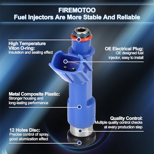 FIREMOTOO Fuel Injectors Set of 4 Compatible with Toyota Yaris 15L I4 2006 2007 2008 2009 2010 2011 2012 2013 2014 Replace 2325021040 2320921040 84212333 12 Holes - Image 3