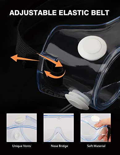 MELASA Safety Goggles ANSI Z87.1, Anti-Fog Protective Lab Goggles, Eye Protection Goggles, Adjustable,Lightweight - Image 2