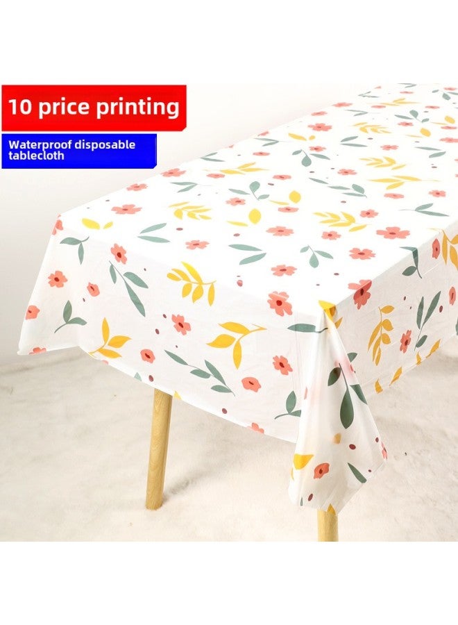 10 Disposable Tablecloth Ins Small Fresh Party Kindergarten Printed Plastic Waterproof Tablecloth Household Square-Color:1.8x 1.8 M White Transparent Petals 10 Price Each Independent Packaging - Image 2