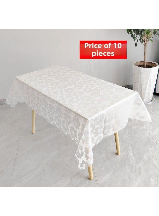 10 Disposable Tablecloth Ins Small Fresh Party Kindergarten Printed Plastic Waterproof Tablecloth Household Square-Color:1.8x 1.8 M White Transparent Petals 10 Price Each Independent Packaging - Image 1