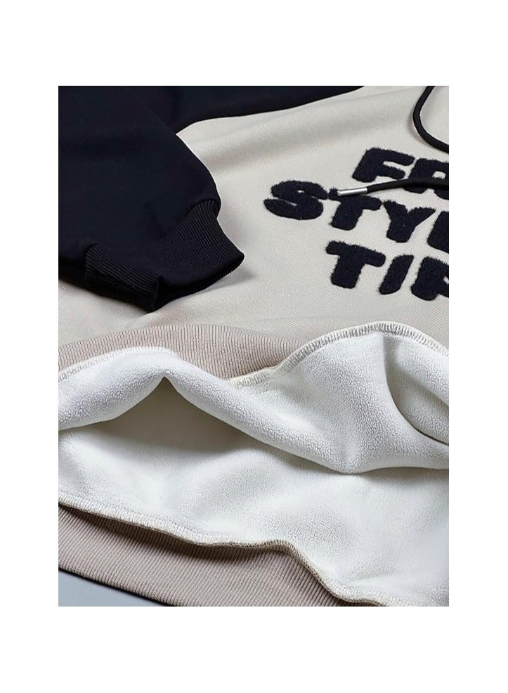 بونكا هوديس وبلوزات قطنية للسيدات من بونكا مع فرو داخلي طباعة الرسالة - Image 3