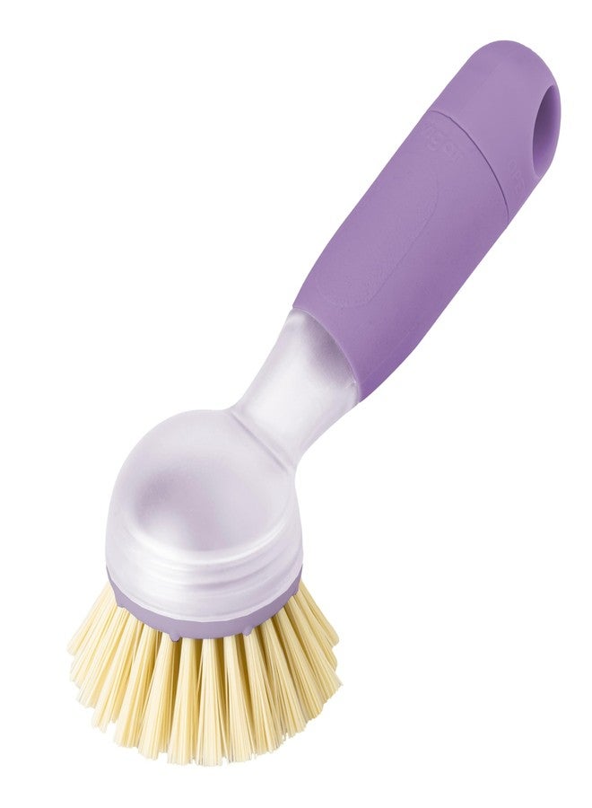 Vigar Rengo Soap Dispensing Dish Brush, Dish Brush with Soap Dispenser for Pot Scrubber, Dishes, Sink Cleaner, and Kitchen Essentials, Purple - Image 1