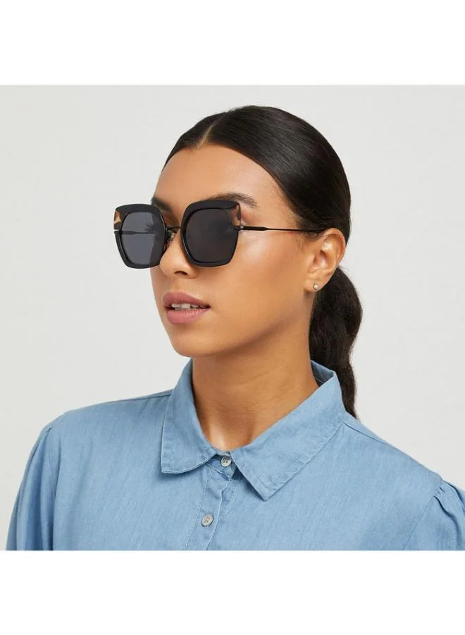 30Sundays SNAZZY Women Gray Sunglasses - Frame Material: Metal + Acetate - Lens Color: Gray- Frame Color: Black - Full Rim