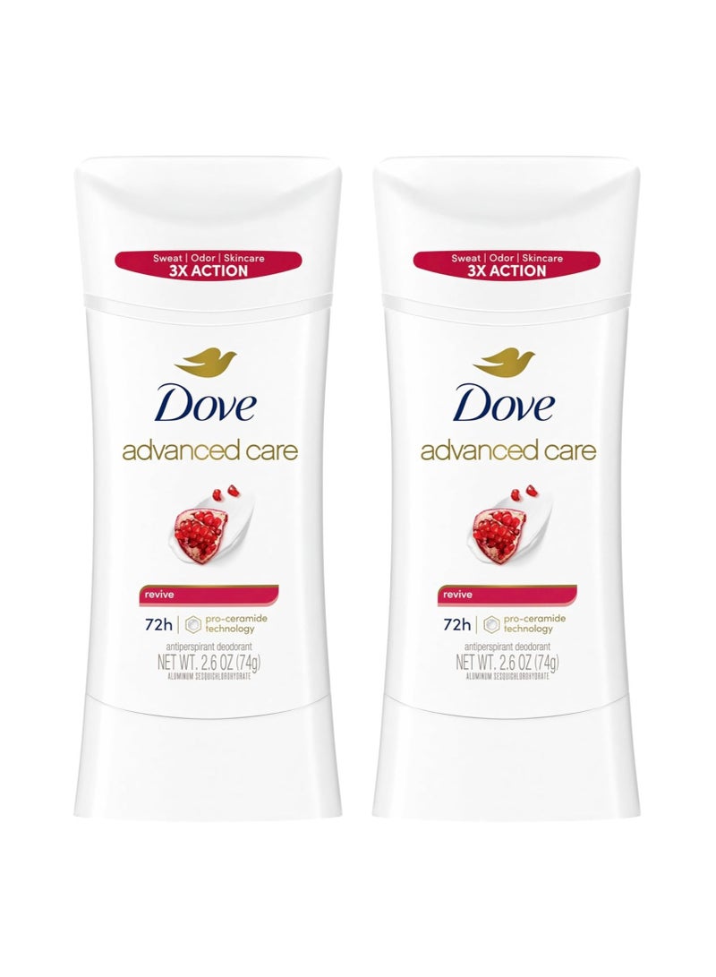 دوف مزيل عرق دوف أدفانسد كير للنساء، ريفايف، لحماية تدوم 48 ساعة، ناعم ومريح تحت الإبطين، 2.6 أونصة، عدد 2