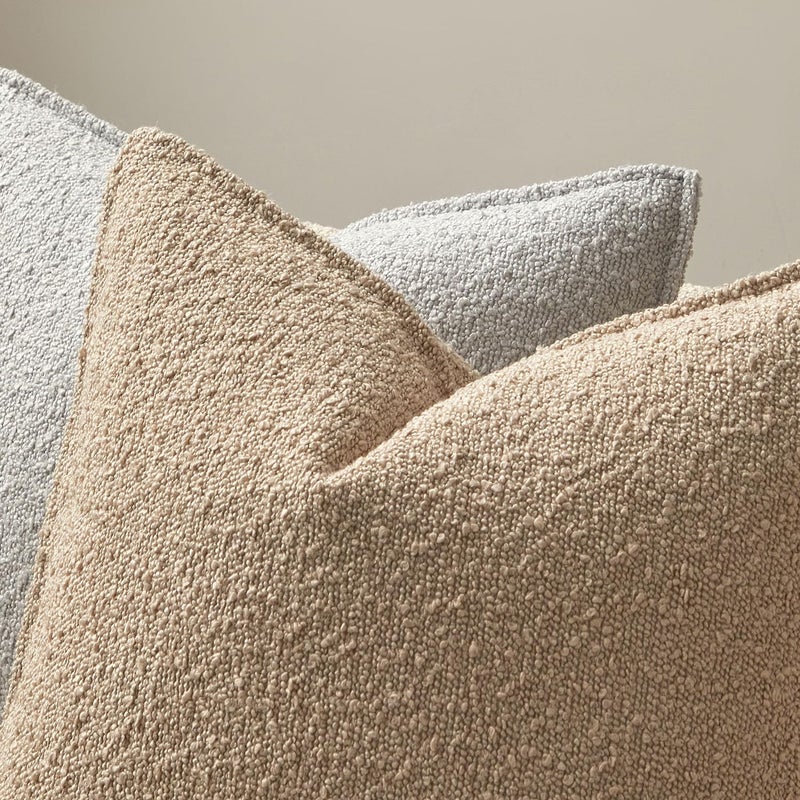 JUSPURBET Oatmeal Boucle Broadside Throw Pillow Covers 22x22 inch Set of 2 for Couch Bedroom Sofa Living Room Decorative Soft Textured Cushion Cases with Hidden Zipper - Image 5