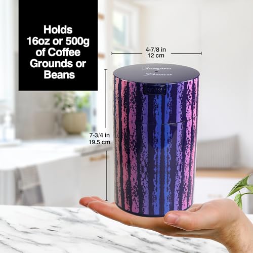 TIGHTPAC Coffeevac 1LB – Patented Airtight Container | Multi-use Vacuum Container Works as Smell Proof Containers for Ground Coffee and Coffee Bean Containers. Blue Rainbow - Image 3