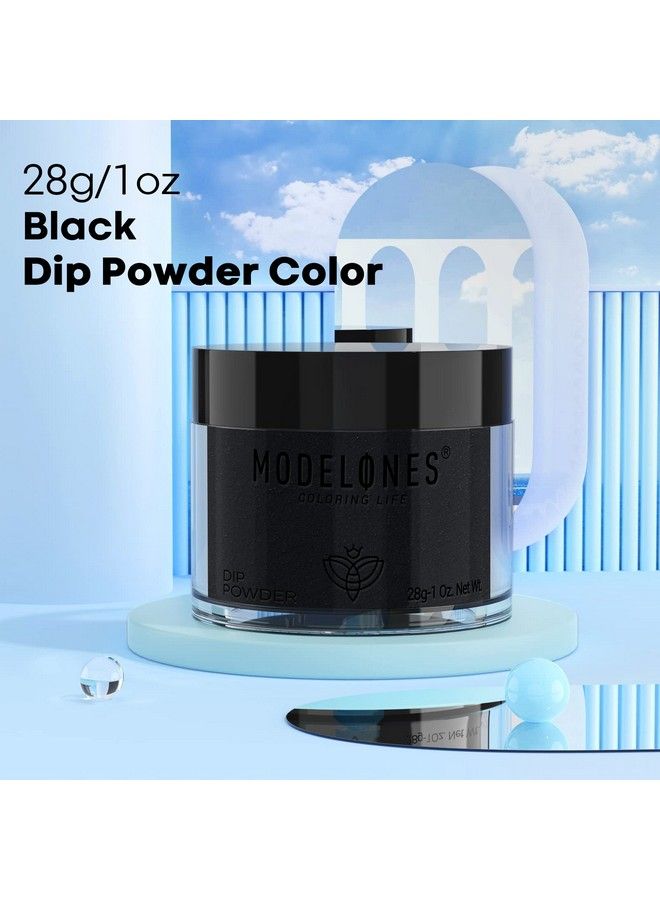 modelones Dip Powder Black Color Nail Dipping Powder French Nail Art Powder Pro Collection System For Starter Manicure Salon Diy At Home Odorfree Longlasting No Needed Nail Lamp Cured 1 Oz - Image 5