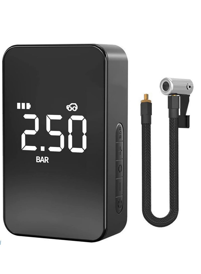 Tire Inflator Portable Air Compressor, Digital Display Tires Inflatable Air Compressor, Type C Charging, Led Light and Accurate Pressure Readings for Bicycle, E Bike, Car, Motorbike, ball - Image 1