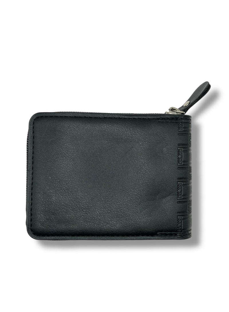 MARIO DRAFTS HORSE Imperio PU Leather, Textured Pattern, Snap Button Closure, Zipper Compartment, Fashion,Black - Image 3