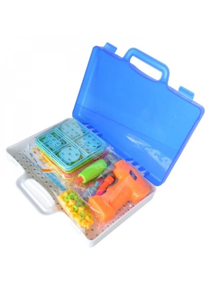 إسكدنيا مجموعة ألعاب الكتل البنائية تتكون من 151 قطعة مع مثقاب ومفك ومجموعة أدوات للثقب - Image 3