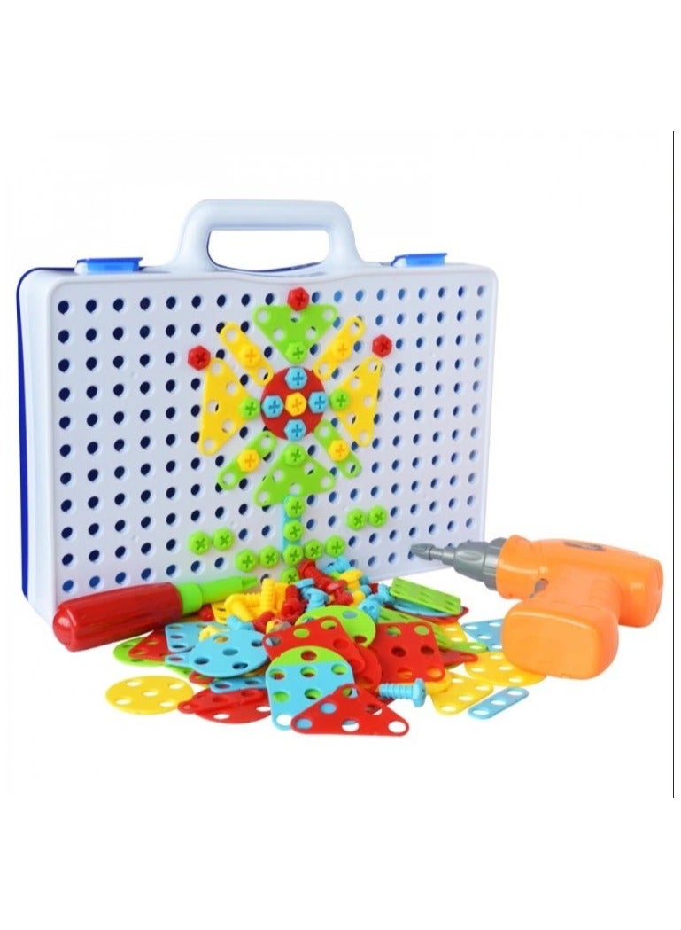 إسكدنيا مجموعة ألعاب الكتل البنائية تتكون من 151 قطعة مع مثقاب ومفك ومجموعة أدوات للثقب - Image 5