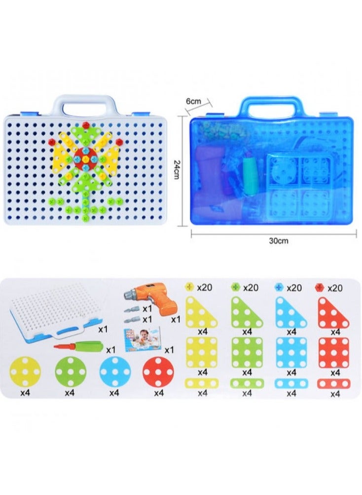 إسكدنيا مجموعة ألعاب الكتل البنائية تتكون من 151 قطعة مع مثقاب ومفك ومجموعة أدوات للثقب - Image 1